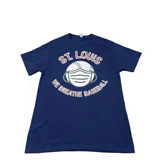 JERZEES St. Louis Cardinal Baseball "We Breath Baseball" T-Shirt SIZE-MEDIUM - Picture 1 of 7